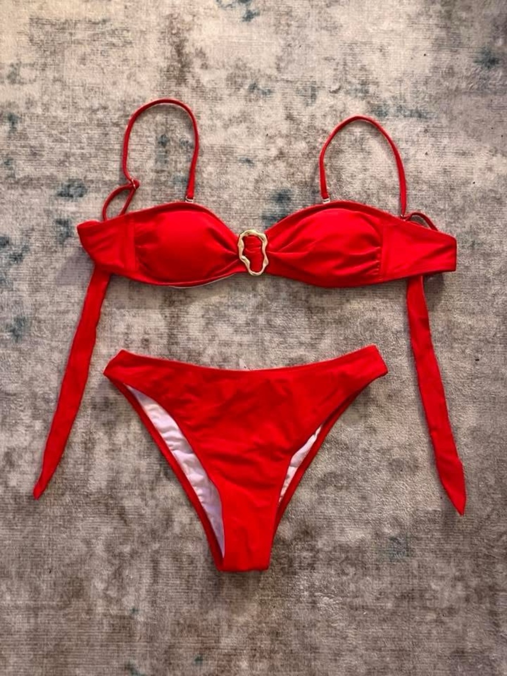 NWOT Tainehs Red Women's Bikini Set with Decorative Ring